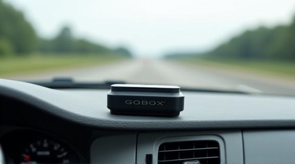 Eine GO-Box auf einem Armaturenbrett in einem LKW.